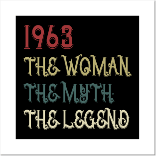 Vintage Retro 1963 Legend Gift 57th Birthday Womens Posters and Art